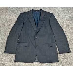 Brooks Brothers Blazer Mens 43L 43 Long Dark Grey Stripe Two Button 100% Wool